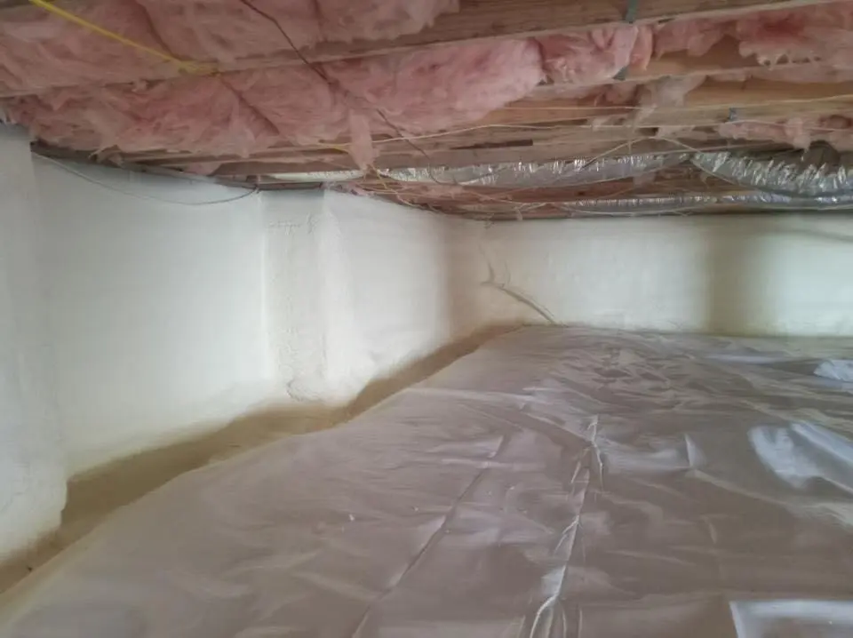 Crawl space encapsulation with closed-cell spray foam for Roof Leak Repair in Hubbard